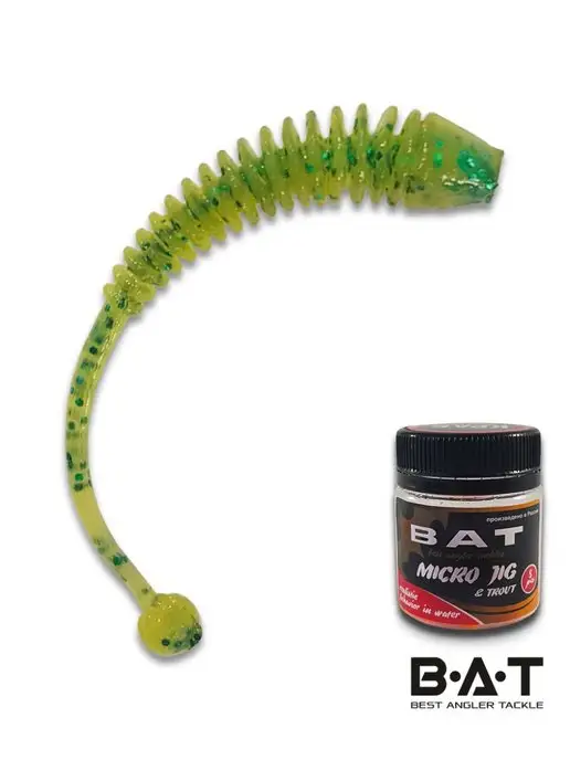 B.A.T. Cиликоновые приманки ВАТ ZON worm 63 мм краб цв.зелен 8 шт, 8 шт