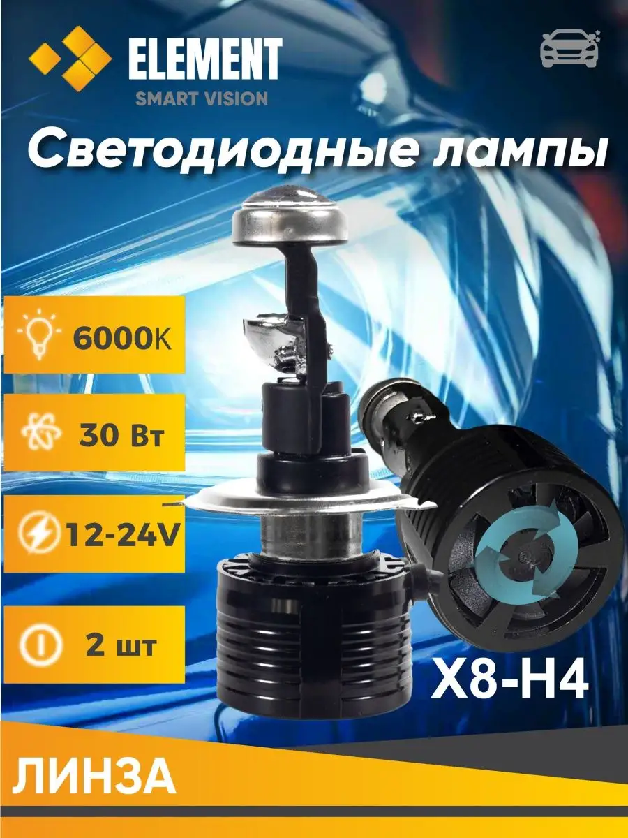 BiLED модули H4/H7 mini Билед мини линзы Element Автосвет 135633046 купить  за 1 401 ₽ в интернет-магазине Wildberries