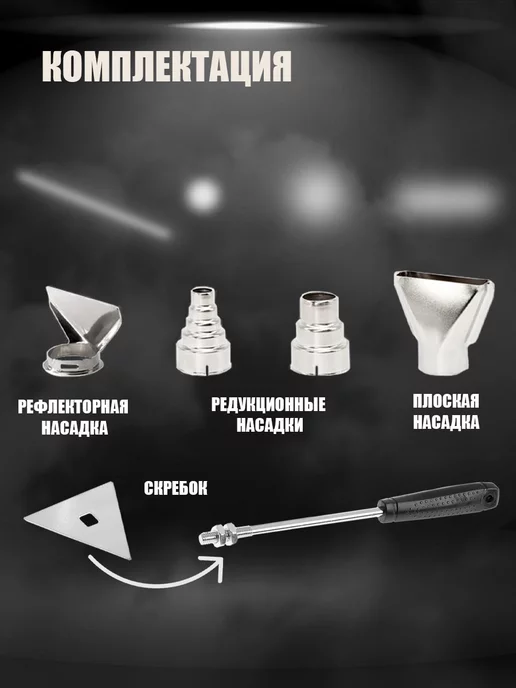 Тундра Строительный фен с регулировкой 2000 Вт, 60-600 °С, 2000 Вт, фото 3