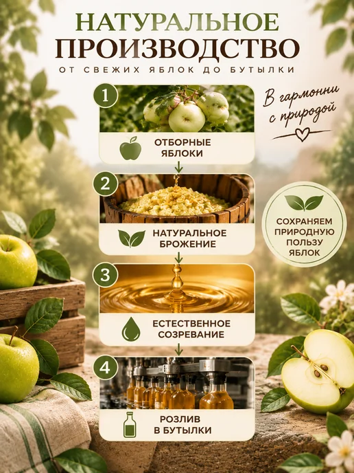 Greek Products Яблочный уксус натуральный нефильтрованный ПАN 2х500мл, 500 мл, фото 5