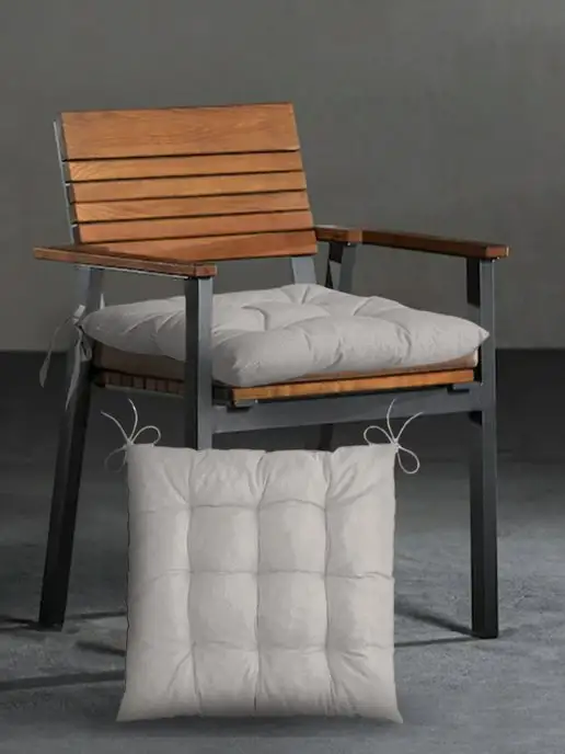 Classmark Подушка на стул квадратная 40х40 см декоративная с завязками, 2 шт, фото 4