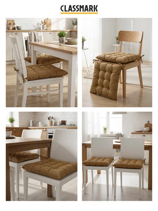 Classmark Подушка на стул с завязками сидушка квадратная 40х40 см, 40x40 см, 2 шт, фото 7