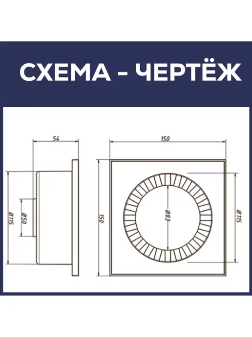 Трап для душа вертикальный 150x150 мм, 54 мм, 150x150 мм, фото 3