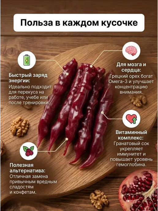 МирФрут Чурчхела с грецким орехом в гранатовом соке, вариант, фото 2