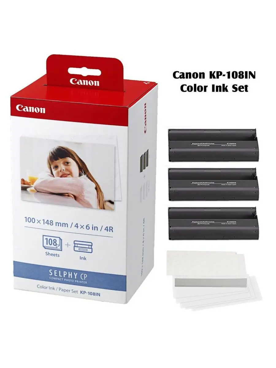 8x Canon Kp-108in Selphy Color Ink 4x6 Paper Set 3115b001 For