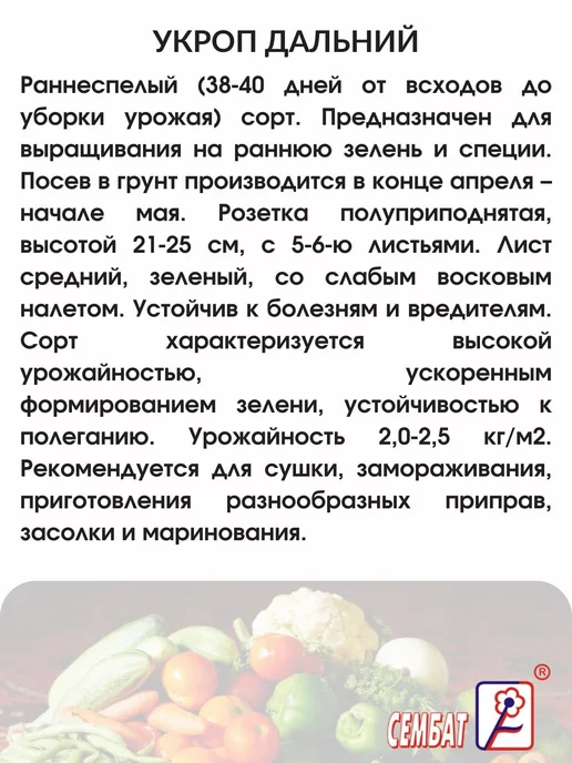 Сембат Семена Укроп Дальний 20г, 20 г, фото 2