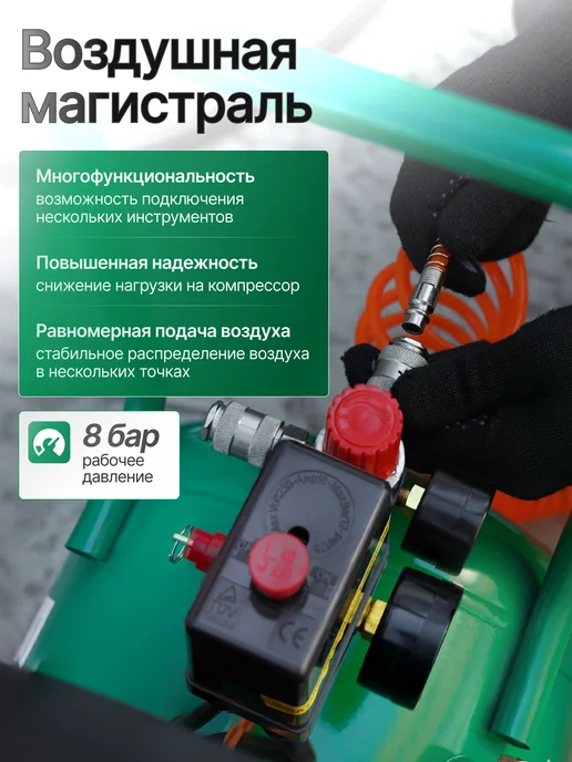 ELECTROLITE Компрессор воздушный масляный 410 50, зеленый, фото 4
