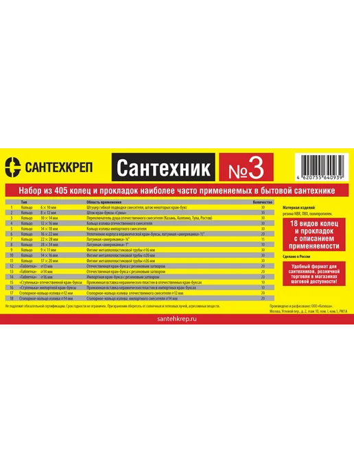 Сантехкреп Прокладки сантехнические Набор Сантехник №3 в органайзере, черный, фото 5