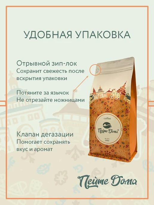 Пейте Дома Кофе в зернах ароматизированный Бейлис 1 кг, 1 кг, фото 7