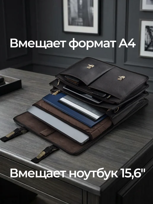 Ashwood Leather Кожаный портфель Gareth, коричневый, фото 7