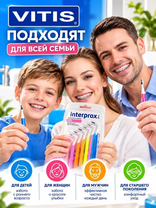 Vitis Межзубные ортодонтические ёршики Interprox Plus Mini 1.1, вариант, фото 6