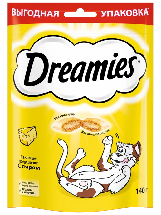 DREAMIES Лакомство для кошек, подушечки с сыром 12х140 гр, 12x140, 140 г, фото 2