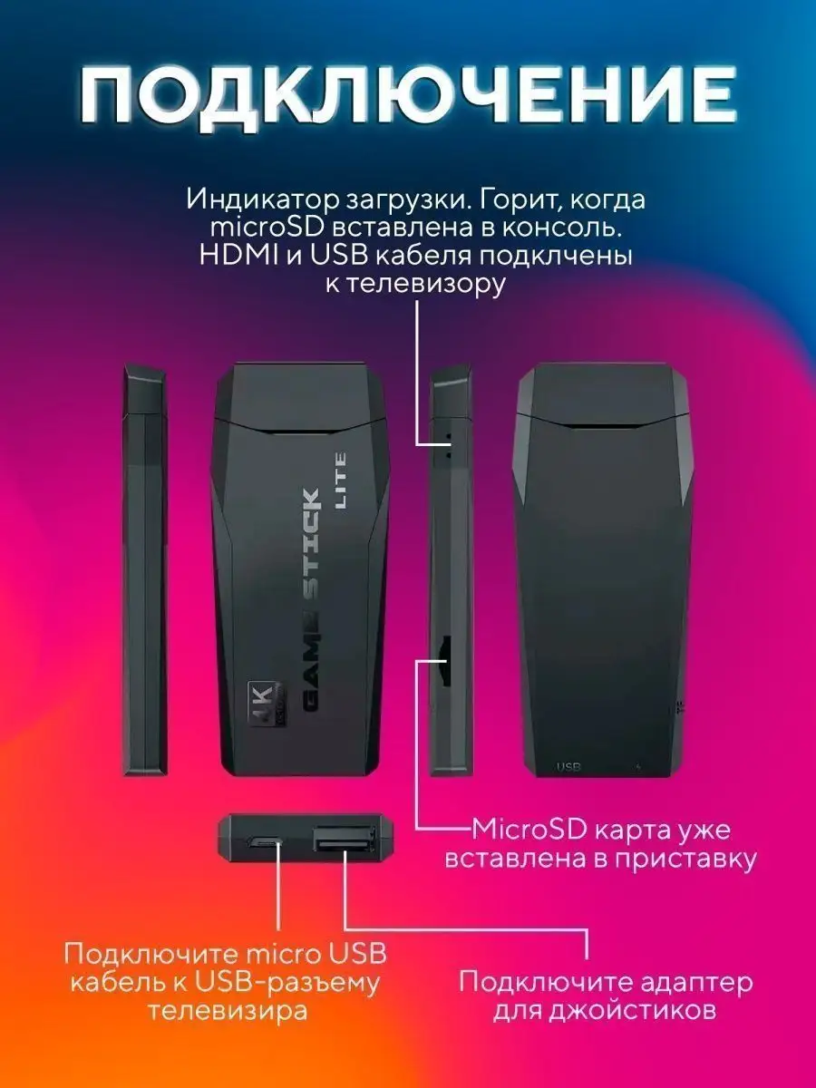 игровая приставка консоль для телевизора Портативные игры 64Gb 136098442  купить за 1 079 ₽ в интернет-магазине Wildberries