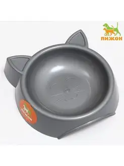 My Sweet Home Миска "Кошачьи ушки",15 х 3.7 см, серая, 2 шт