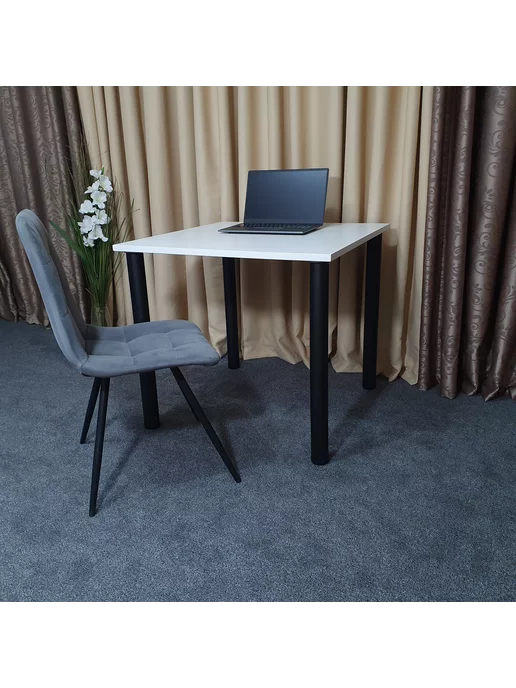 RostovStol Стол письменный Белый 60*60 см. Белые ножки. Столешница 22мм, 80x80 см