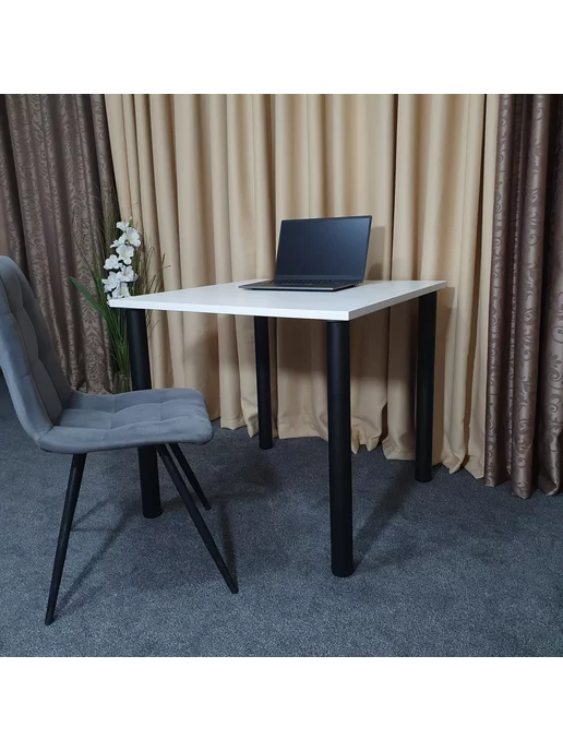 RostovStol Стол письменный Белый 60*60 см. Белые ножки. Столешница 22мм, 80x80 см, фото 5