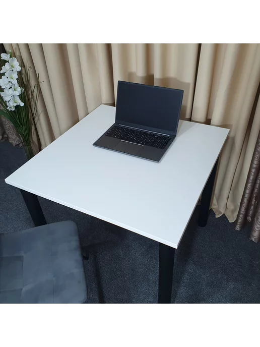 RostovStol Стол письменный Белый 60*60 см. Белые ножки. Столешница 22мм, 80x80 см, фото 7