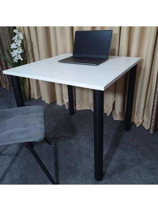 RostovStol Стол письменный Белый 60*60 см. Белые ножки. Столешница 22мм, 80x80 см, фото 8