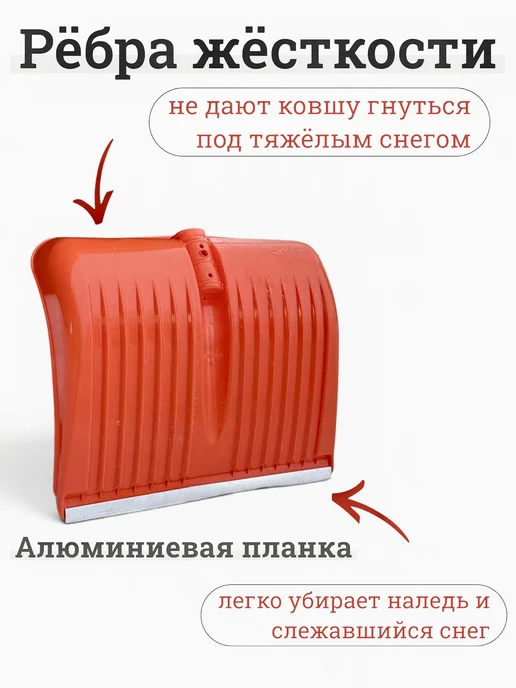 Нижегородка Ковш для снега без черенка 40 см с алюминиевой планкой, вариант, фото 3