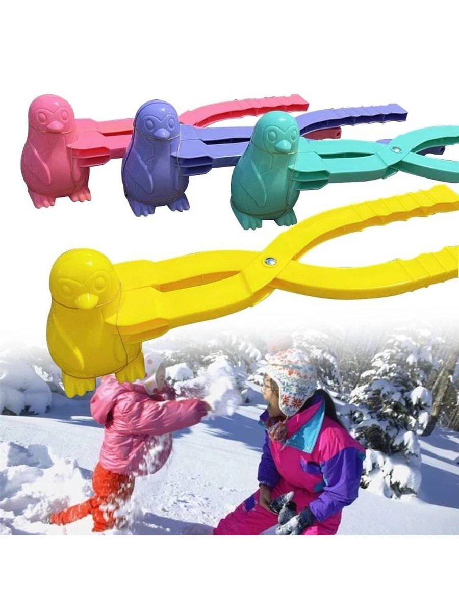 Игрушки для снега. Снеголеп утенок. Снеголеп детский. Снеголеп стальной. Снежколеп 111-004 на 5шт, 32х19см, пластик, 3 цвета.