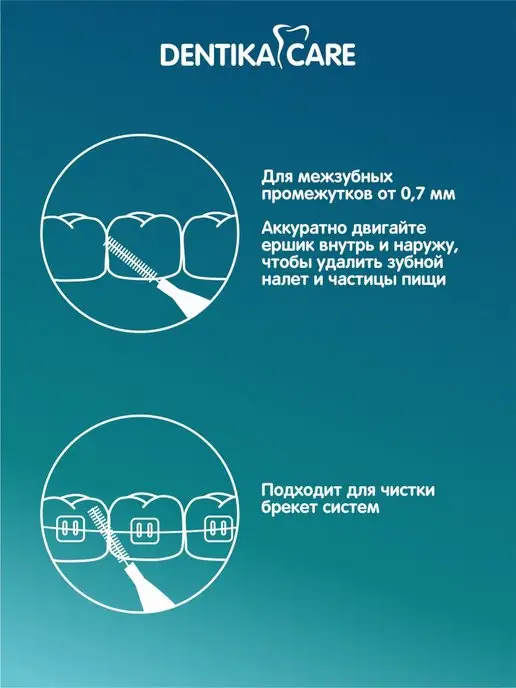 Dentika Care Межзубные ершики для зубов брекетов для гигиены полости рта, вариант, фото 5