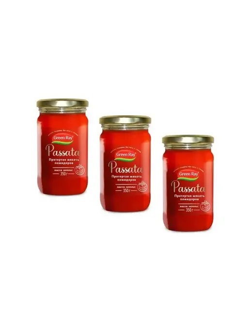 Green Ray протертые помидоры Passata 3шт по 350 гр, 3 шт, 350 г