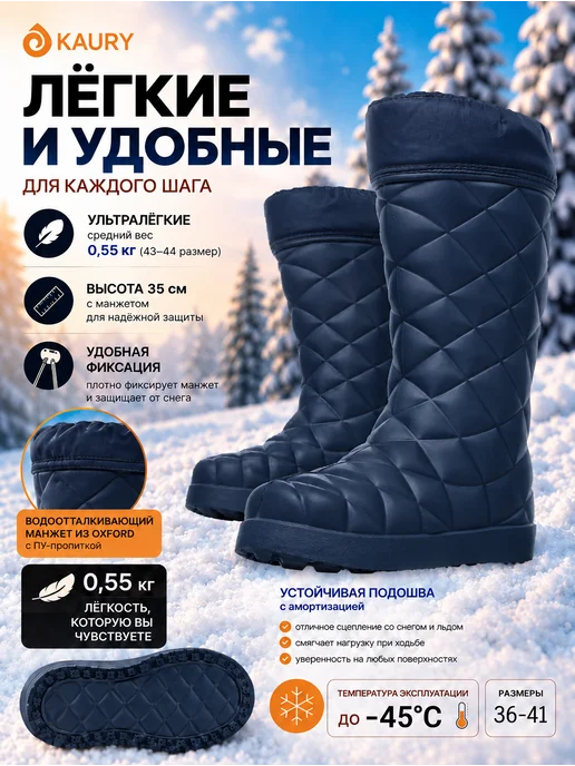 KAURY Сапоги зимние "KAURY" Wafer ЭВА 990-45 женские синие, синий, фото 4