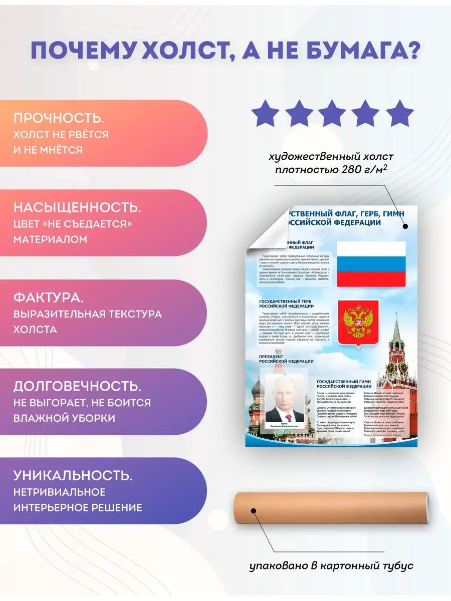 Постер на стену Символика России флаг герб гимн (2) 50х70 см PosterNak  136534465 купить за 946 ₽ в интернет-магазине Wildberries