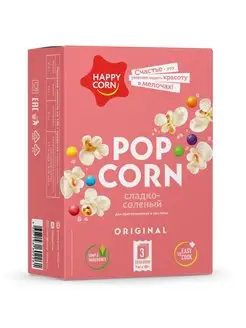 Попкорн для свч Сладко-соленый 3 шт по 100 г Happy Corn 136590204 купить за 183 ₽ в интернет-магазине Wildberries