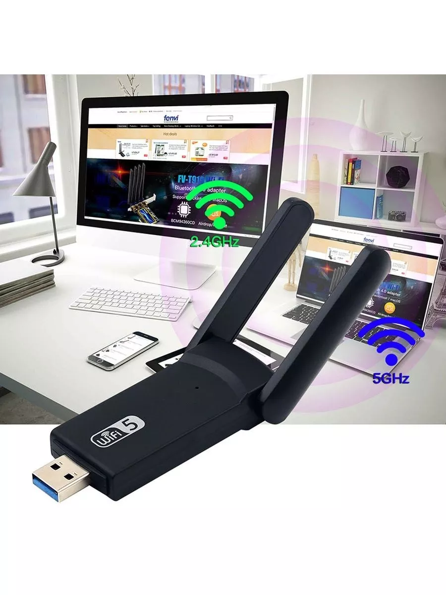 WI-FI адаптер USB для пк Realtek 8812 BU Dual Band 1300 Realtek 136596002  купить за 677 ₽ в интернет-магазине Wildberries