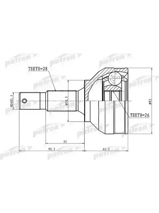 PATRON ШРУС наружный, для Ситроен C5 3 2008 PCV3115, вариант