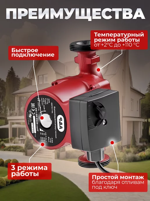 A&P Насос циркуляционный для отопления Titan-RS25-60-180, вариант, фото 3