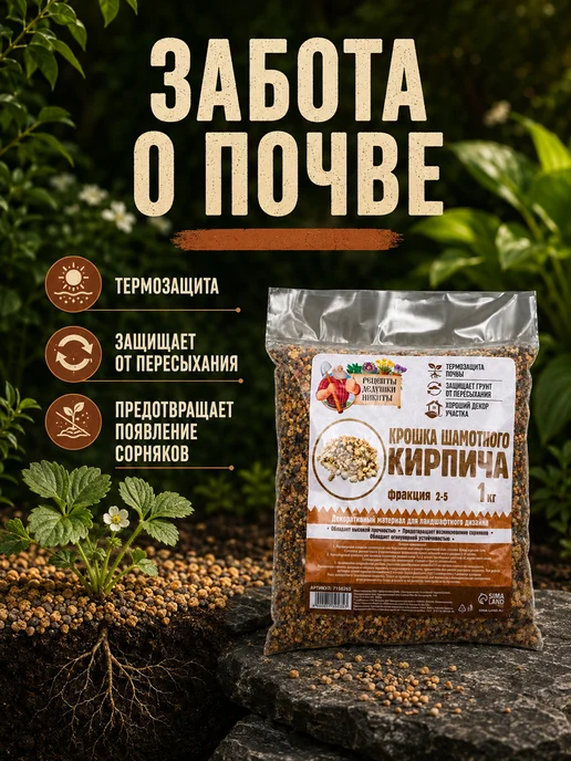 Рецепты дедушки Никиты Кирпичная крошка для растений 2-5 мм, 3 кг, 1 кг, фото 4