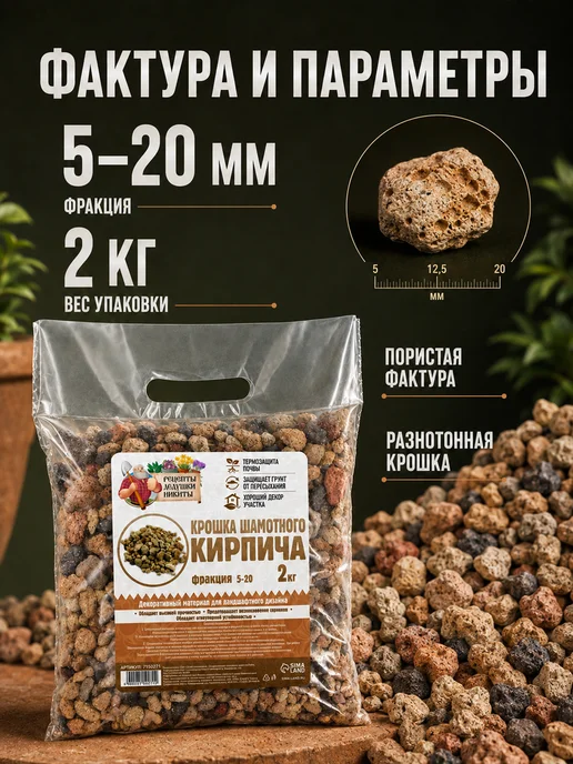 Рецепты дедушки Никиты Кирпичная крошка для растений 2-5 мм, 3 кг, 2 кг, фото 4