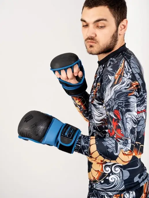 Boybo Перчатки MMA Wings для ММА и Единоборств, синий, фото 3