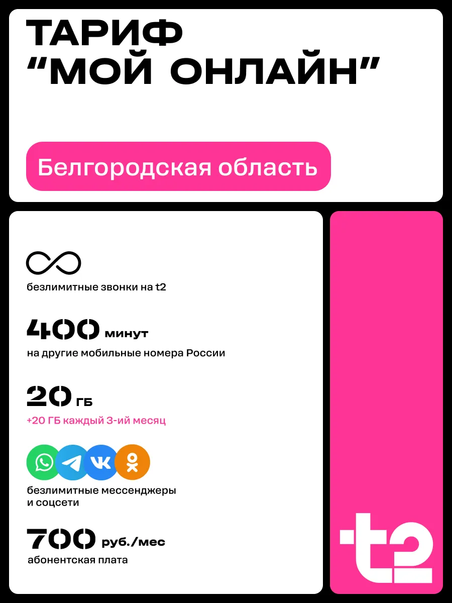 Сим-карта Tele2 для Белгородской области Tele2 136938004 купить в  интернет-магазине Wildberries