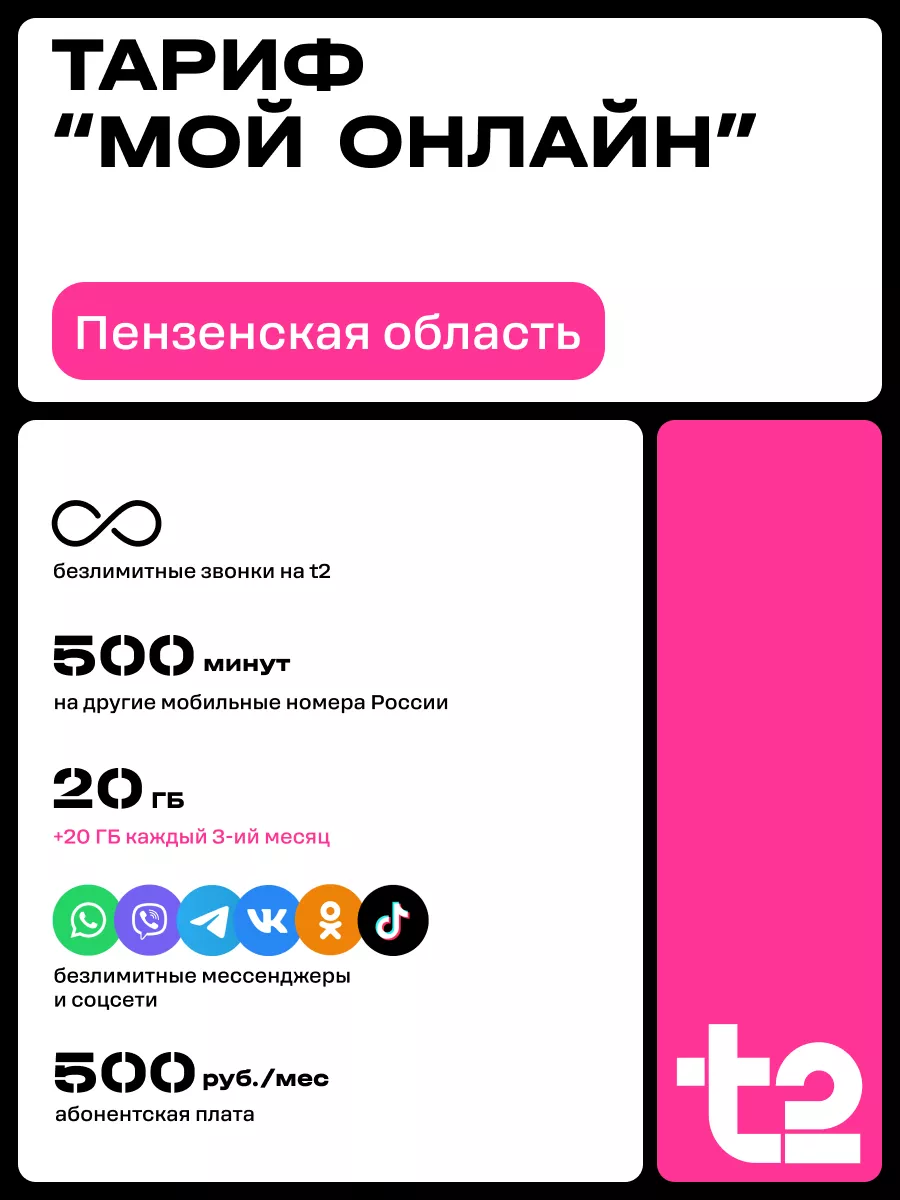 Сим-карта Tele2 для Пензенской области Tele2 136938012 купить за 126 ₽ в  интернет-магазине Wildberries