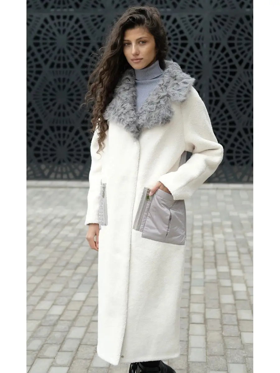 Пальто Комбинированное из разно фактурной Овчины | Продажа единичных авторских моделей