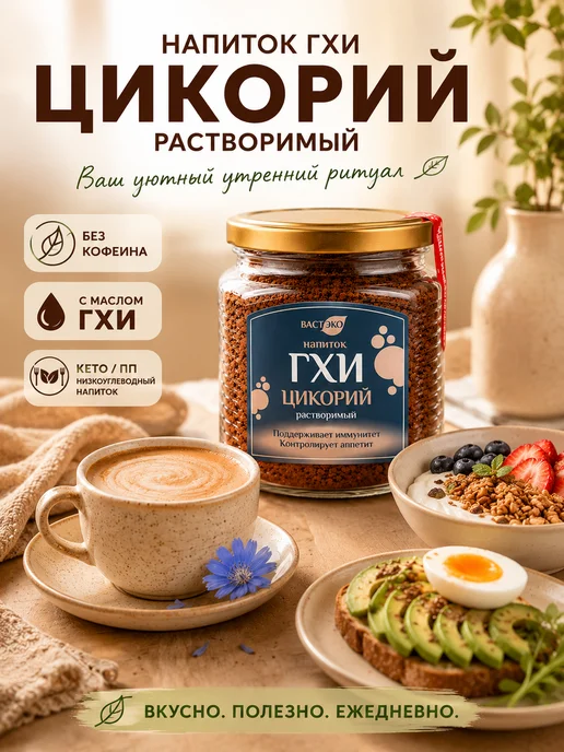 Вастэко Цикорий растворимый с маслом ГХИ 160 г Напиток без кофеина, 160 г, фото 4