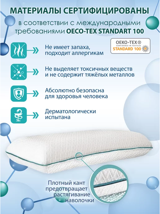 WONDERFUL SLEEP Подушка ортопедическая с эффектом памяти, голубой, фото 2