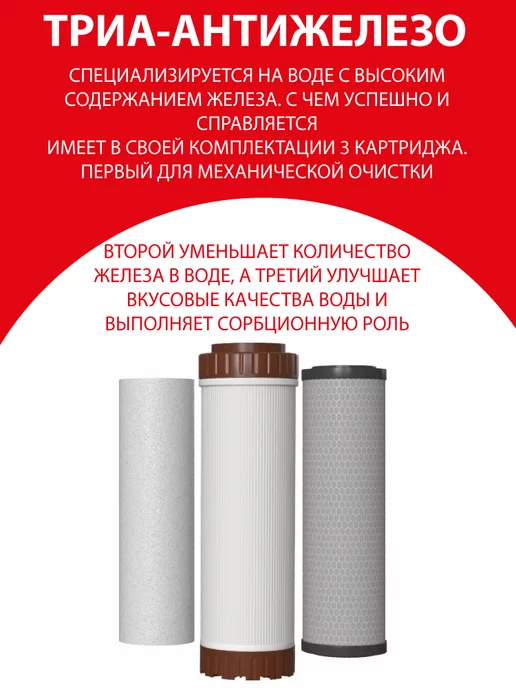 Аквабрайт Фильтр для воды под мойку проточный Триа Антижелезо, белый, фото 4