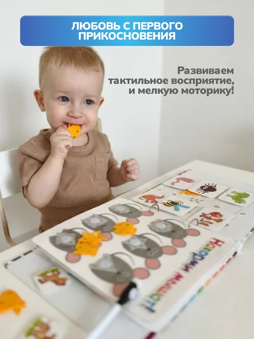 Lip-Lip Book Развивающая мини-книга 1 на липучках, голубой, фото 3
