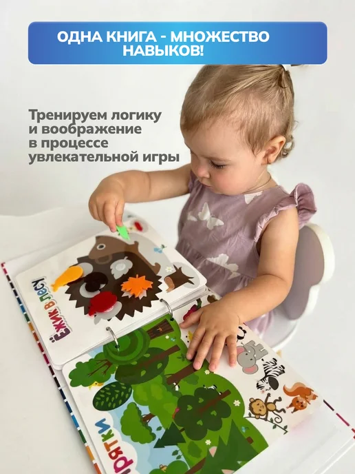Lip-Lip Book Развивающая мини-книга 1 на липучках, голубой, фото 4