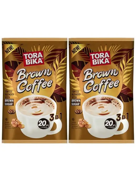 ToraBika Кофе BROWN COFFEE, 20 пакетиков по 25г х 2 упаковки, 25 г