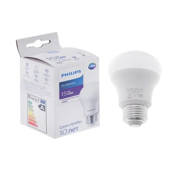 Лампа светодиодная Philips Ecohome Bulb 840 E27, 15Вт, 4000К