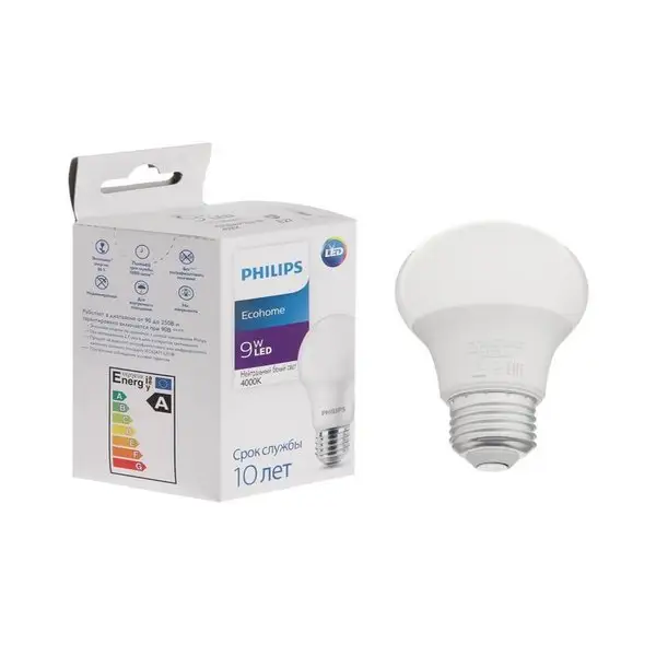 Лампа светодиодная Philips Ecohome Bulb 840, E27, 9Вт, 4000К
