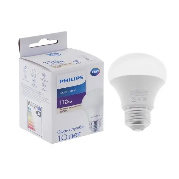 Лампа светодиодная Philips Ecohome Bulb 830 E27, 11Вт, 3000К