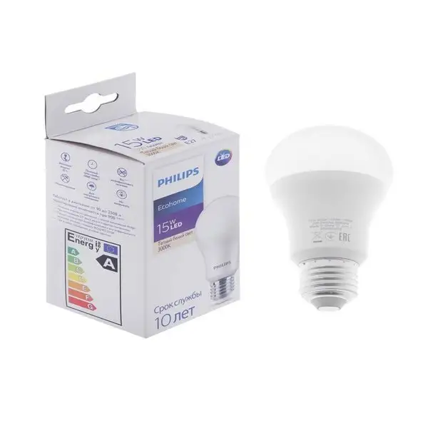Лампа светодиодная Philips Ecohome Bulb 830 E27, 15Вт, 3000К