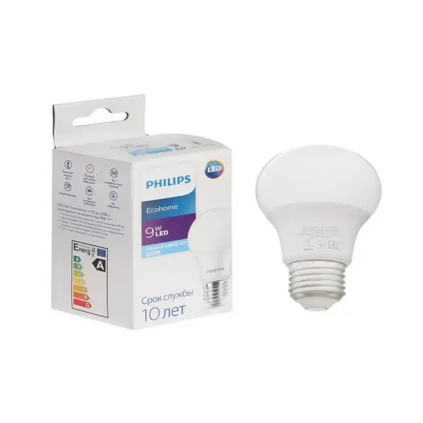 Лампа светодиодная Philips Ecohome Bulb 865, E27, 9Вт, 6500К