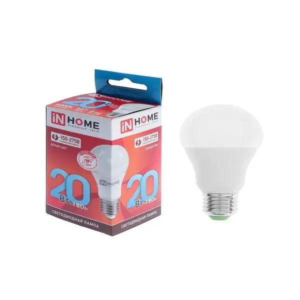 Лампа светодиодная LED-A60-VC, Е27, 20 Вт, 4000 К